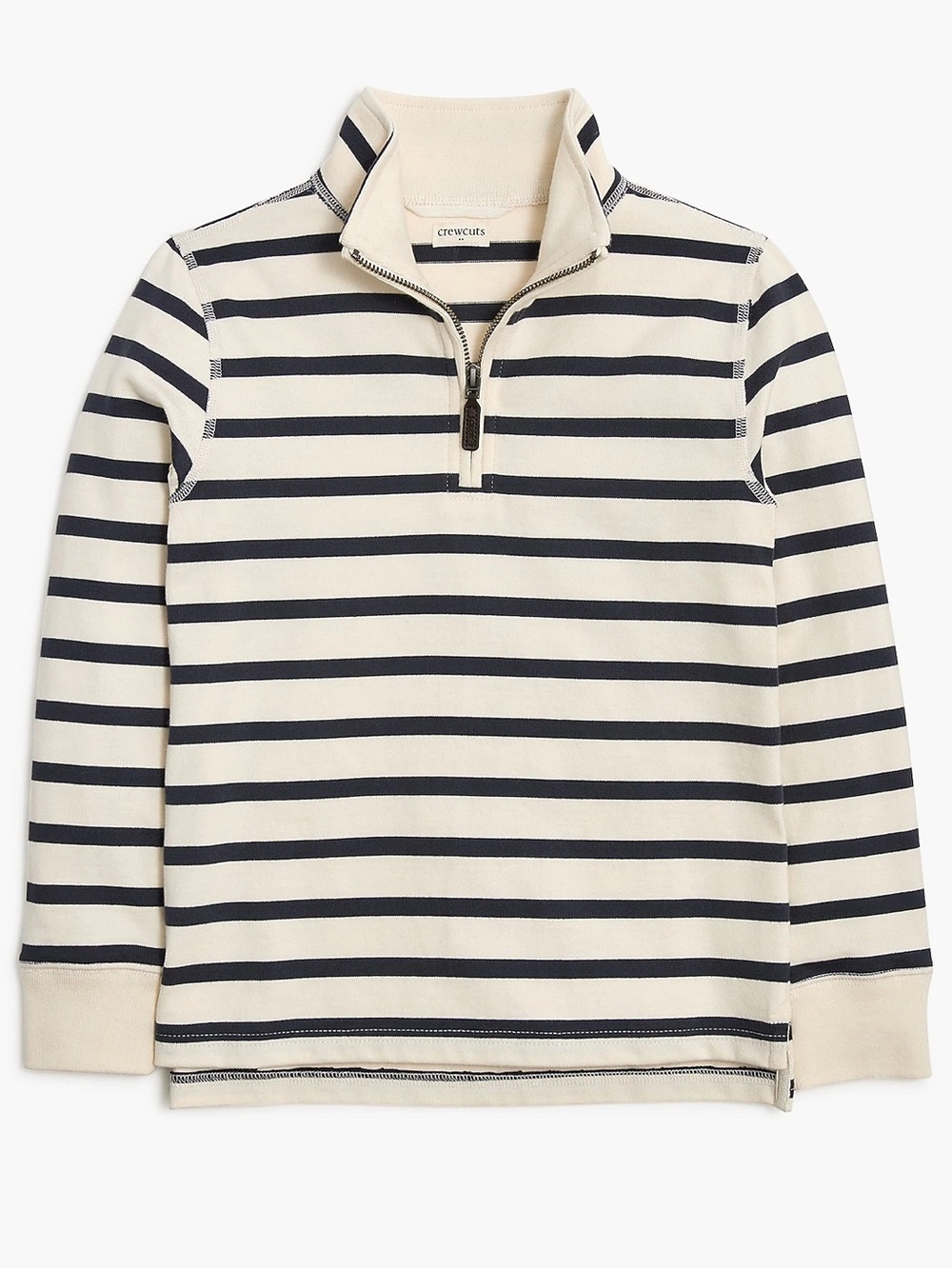 NWOT Kids Crewcuts Cream and Navy Striped Half-Zip Pullover Nautical size Large
